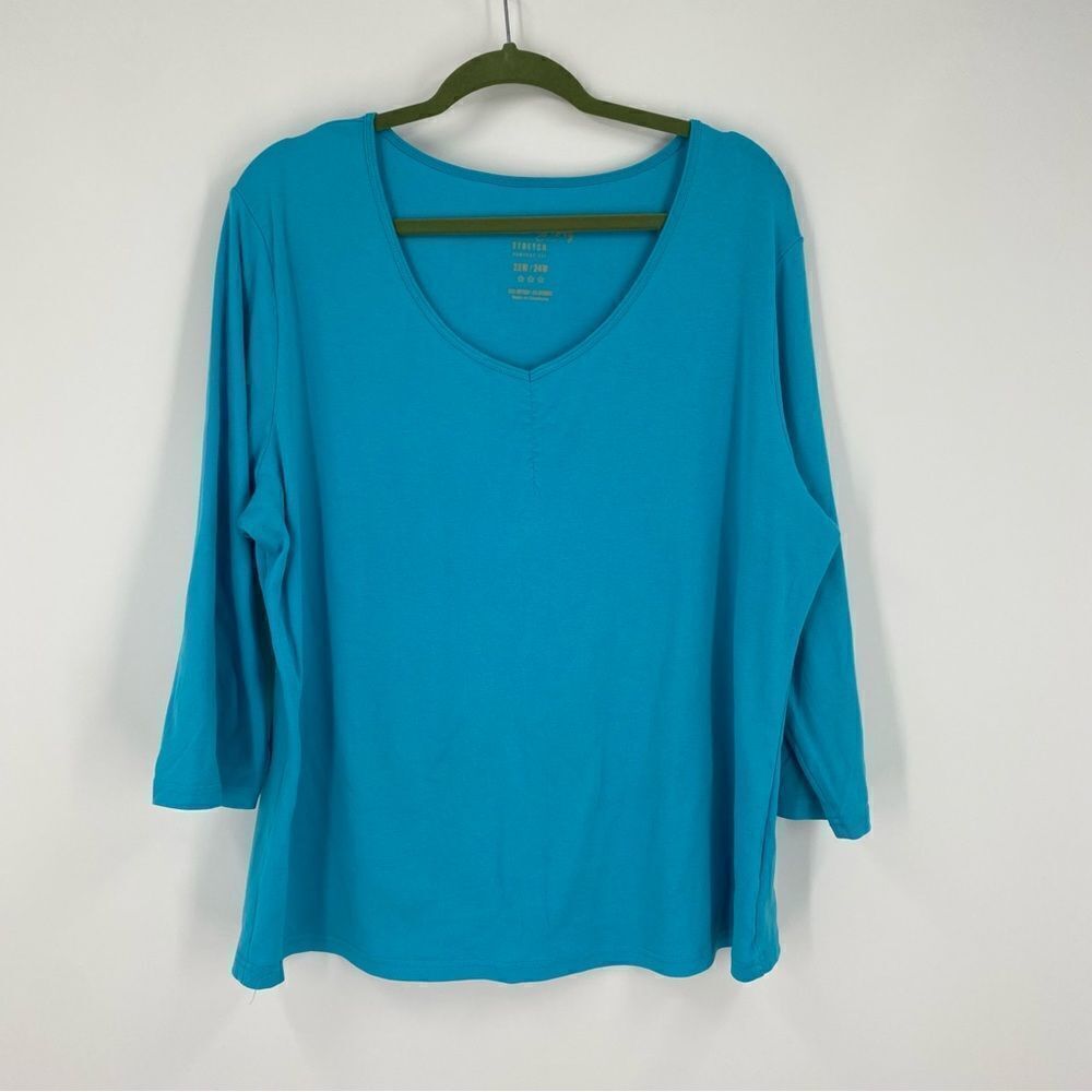 Faded Glory Women’s V Neck 3/4 Sleeve Stretchy Pajama Top 22W